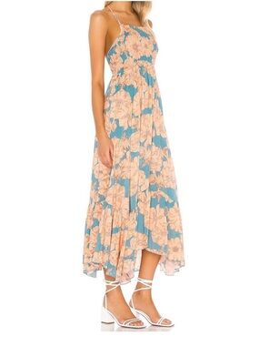 Free People Intimately
Extratropical Maxi Dress Teal
Peach Floral Smocked XS